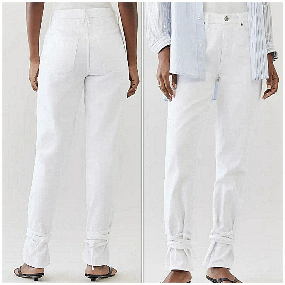 GOOD AMERICAN GOOD BOY WHITE ANKLE WRAP JEANS SZ 4 - Picture 13 of 13